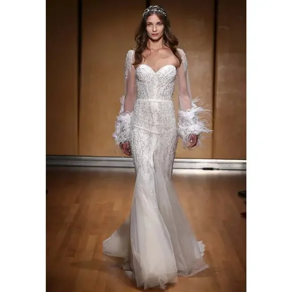 Inbal Dror "Bridal Fall 2017" Rhinestone Studded Maxi Mermaid Wedding Dress